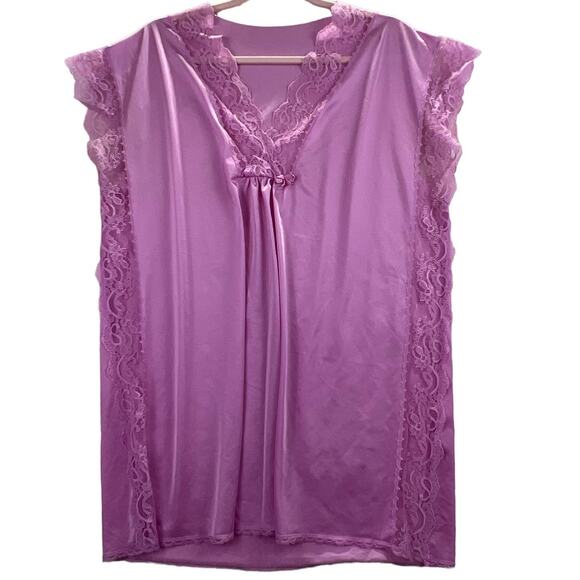 Silky Lace Trimmed Stretch Pink Nightie No Tags - Measurements Included - Picture 1 of 10